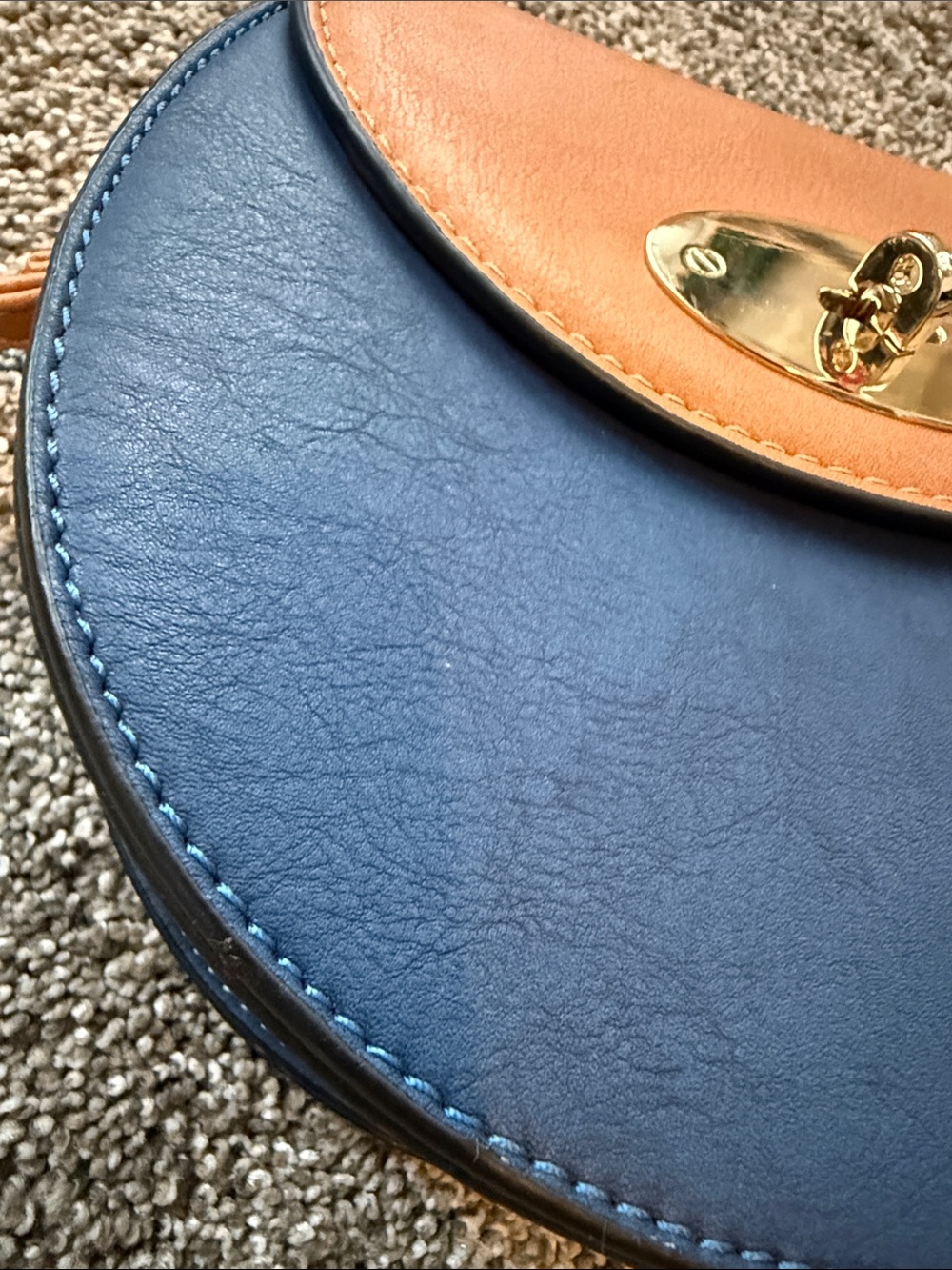 Simply Noelle Navy and Brown Round Crossbody Bag - Picture 5 of 16
